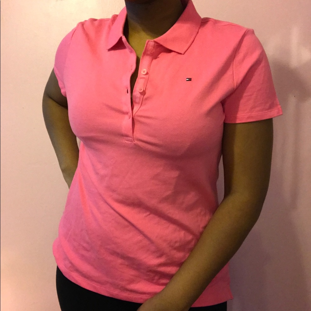 Pink Tommy Hilfiger Collard Polo Shirt
